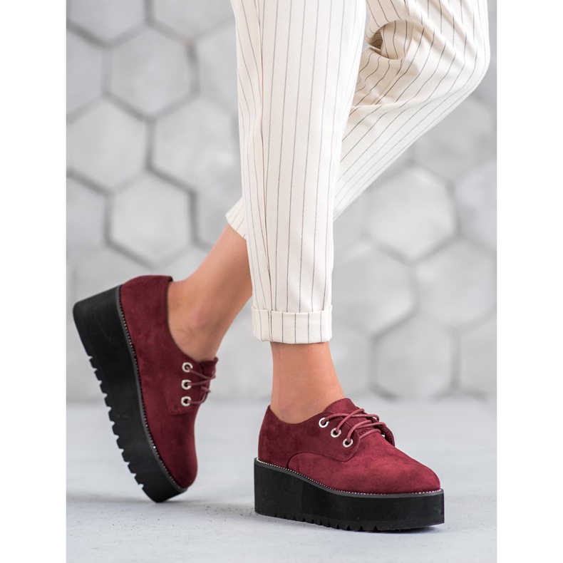 SHELOVET Scarpe in camoscio sulla piattaforma rosso 2