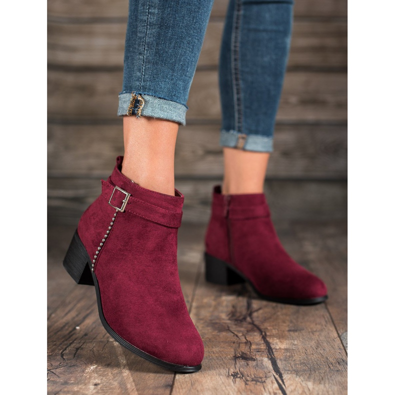 SHELOVET Stivali con tacco alto in camoscio rosso 1