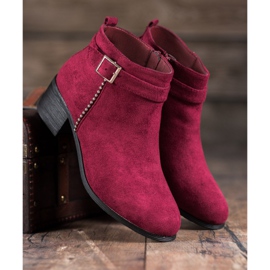 SHELOVET Stivali con tacco alto in camoscio rosso 2