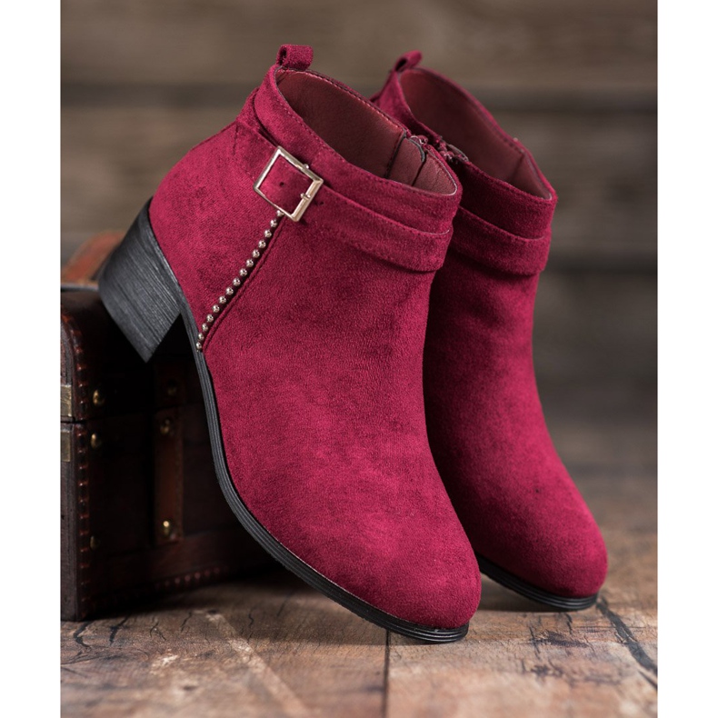 SHELOVET Stivali con tacco alto in camoscio rosso 2