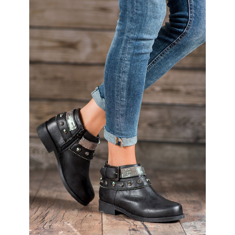 Forever Folie Stivali Con Strass nero 1