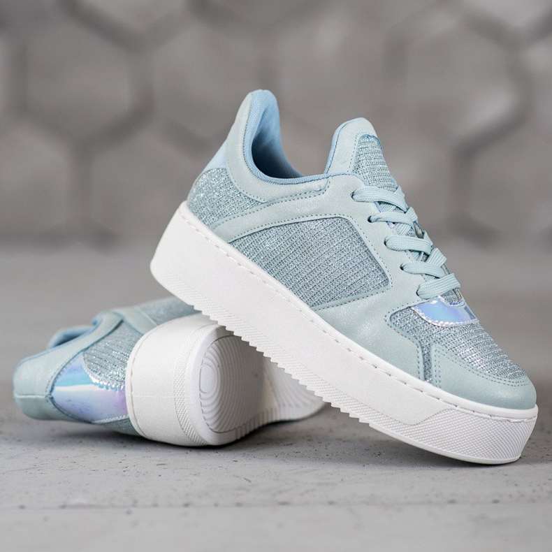 Ideal Shoes Sneakers Con Glitter blu 1