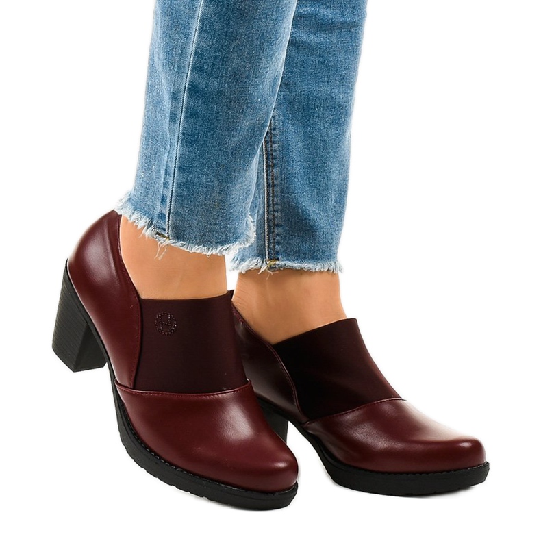 Stivaletti slip-on bordeaux sul post TH-F198 rosso 1