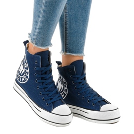 Sneakers con zeppa blu navy W08 1