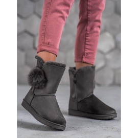 SHELOVET Mukluki con pompon grigio 1