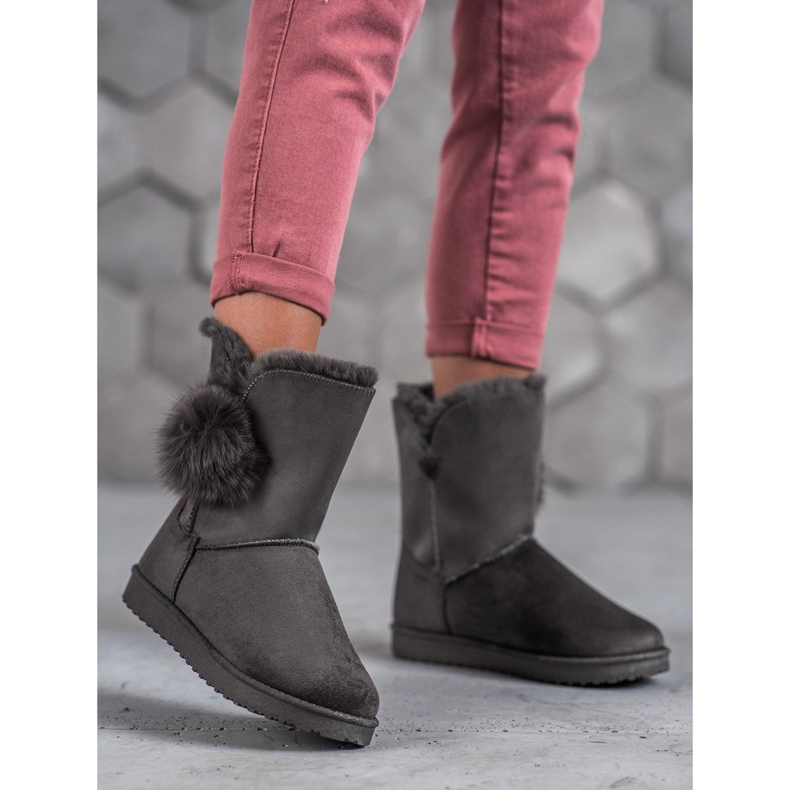 SHELOVET Mukluki con pompon grigio 1