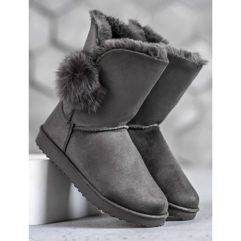 SHELOVET Mukluki con pompon grigio 2