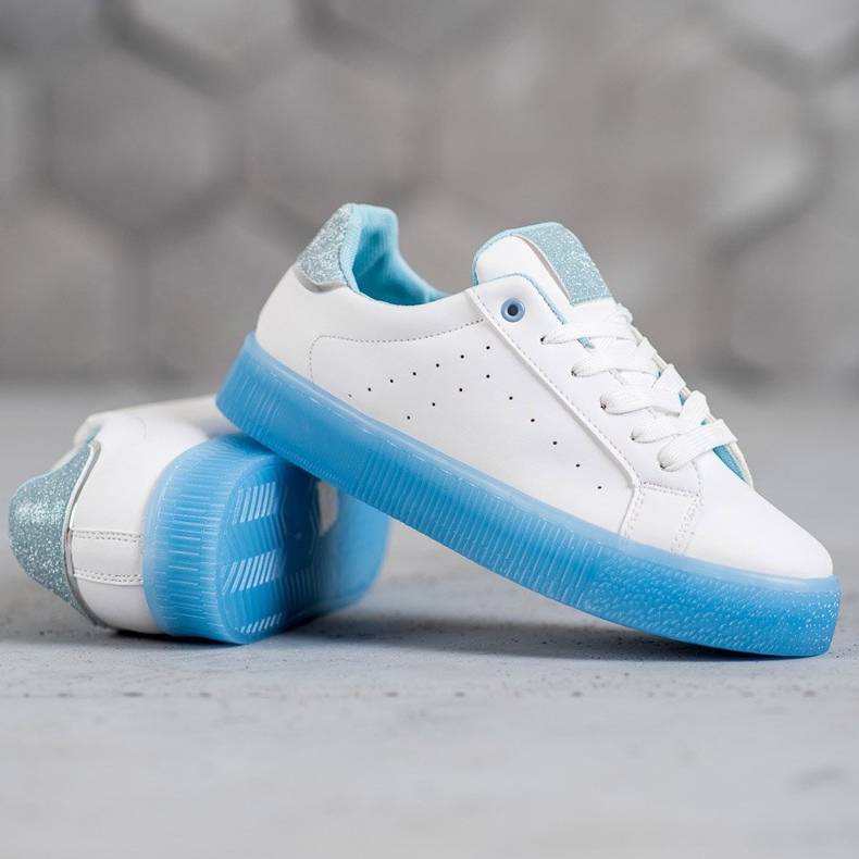 SHELOVET Scarpe sportive bianche bianca blu 1