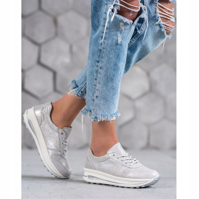 Scarpe In Pelle Con Glitter VINCEZA grigio 2