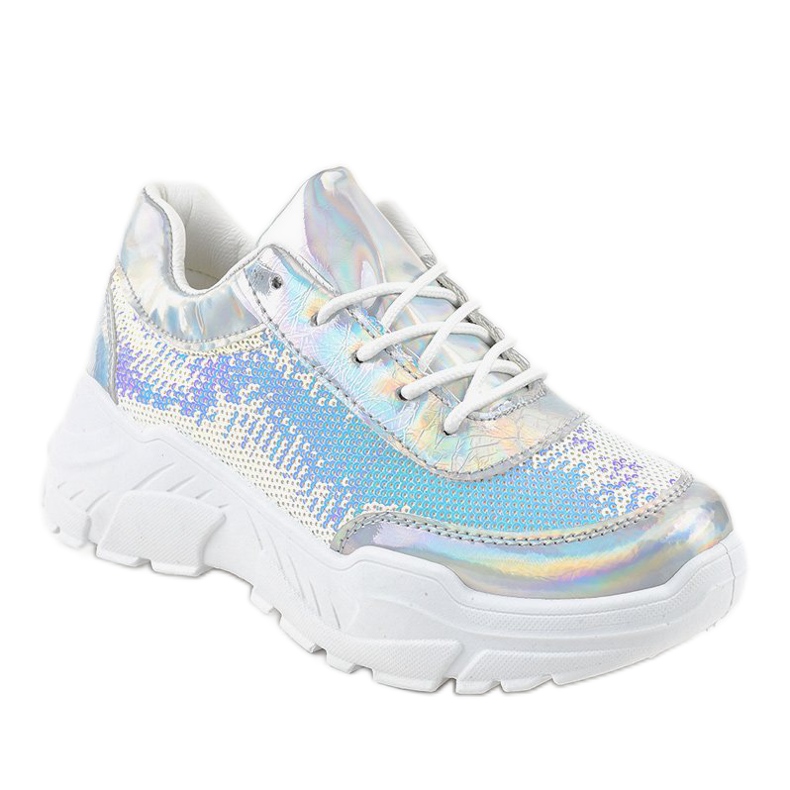 Scarpe sportive argento con paillettes W-3118 grigio 1