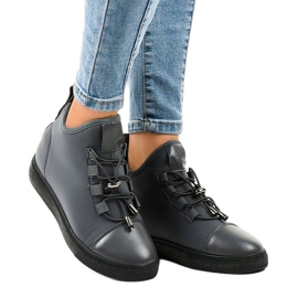 Sneakers alte grigie isolanti con zeppa XY-35 grigio 1