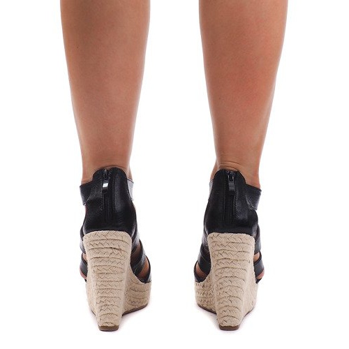 Sandali con zeppa 100-575 Nero 2