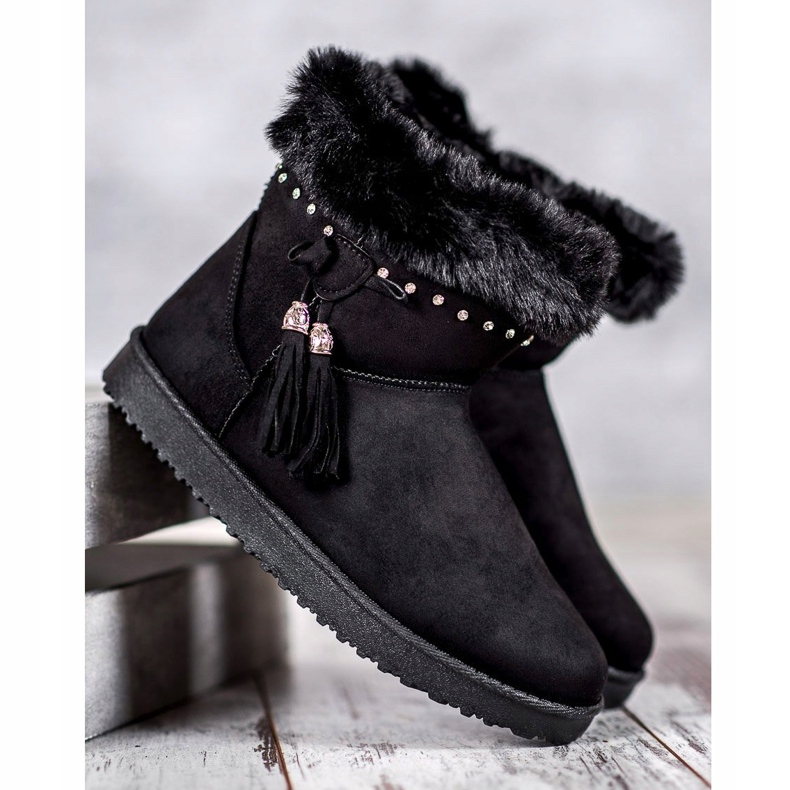 SHELOVET Mukluki con cristalli nero 1