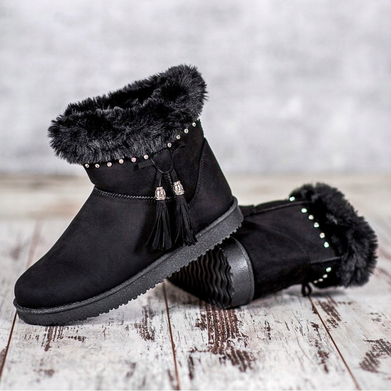 SHELOVET Mukluki con cristalli nero 2