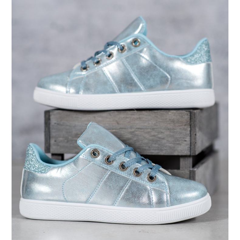 SHELOVET Sneakers Con Glitter blu 2