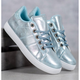 SHELOVET Sneakers Con Glitter blu 1