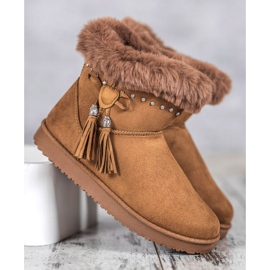 SHELOVET Mukluki con cristalli marrone 1