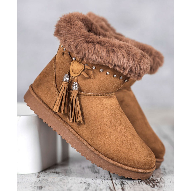 SHELOVET Mukluki con cristalli marrone 1