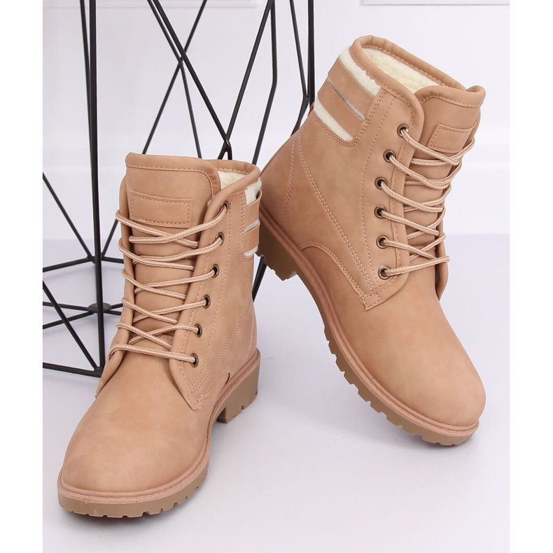 Stivali in legno da donna, beige e rosa, 1120-PA Pink 1