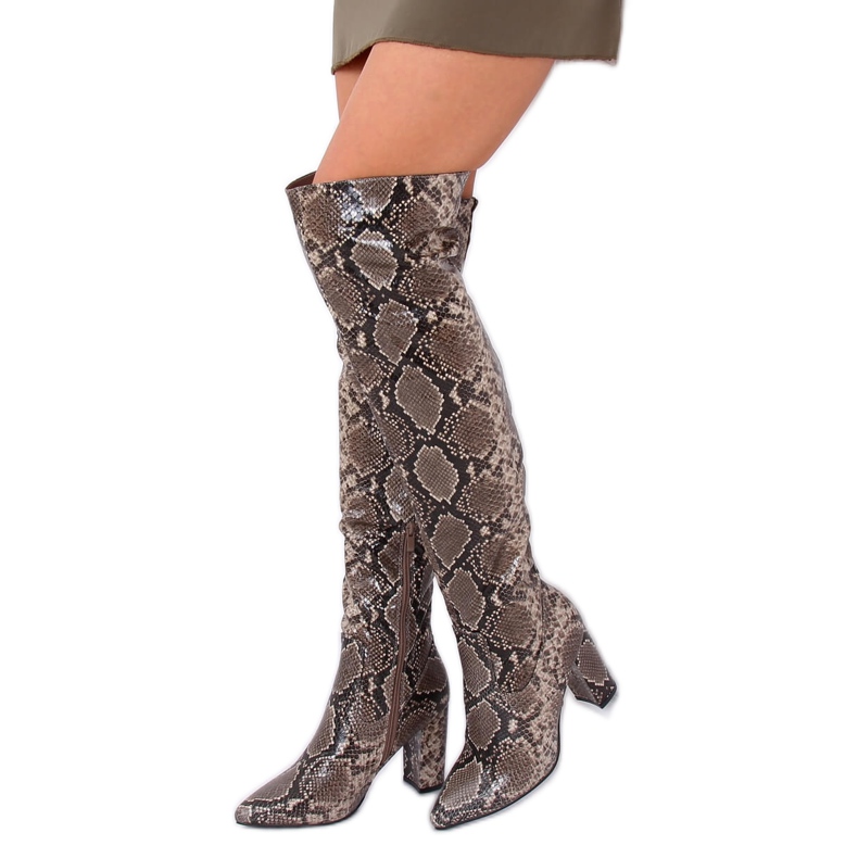 Stivali sopra il ginocchio DA28 Khaki Snake multicolore 1