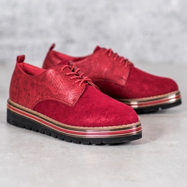 SHELOVET Scarpe sulla piattaforma con stampa serpente rosso 1