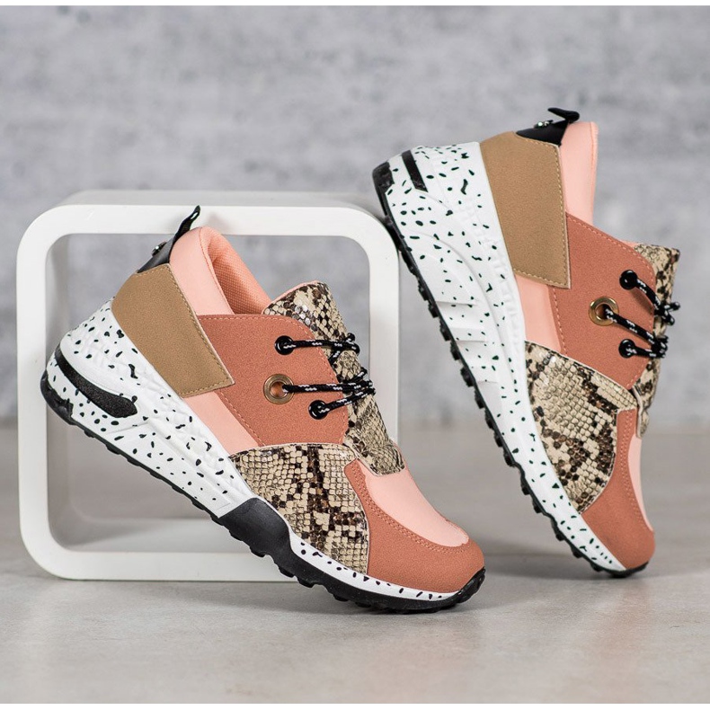 Sneakers VICES con stampa serpente rosa 1