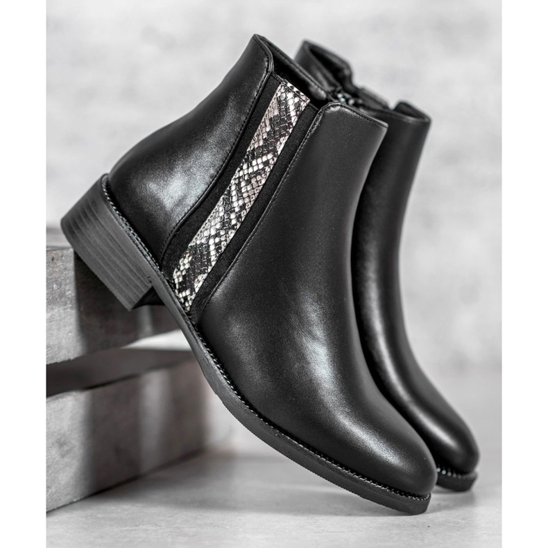 Filippo Stivali alla moda con stampa serpente nero 1