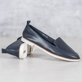 Mazaro Mocassini in pelle blu navy 2