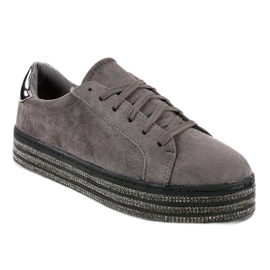 Sneakers da donna con decorazioni grigie G280 grigio 1