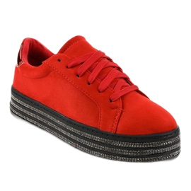 Sneakers rosse decorate da donna G280 rosso 1
