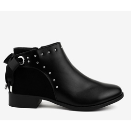 Stivali neri da donna piatti con nastro Y8162 nero 2