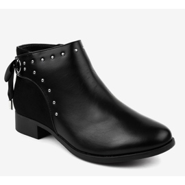 Stivali neri da donna piatti con nastro Y8162 nero 1
