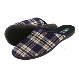 Pantofole uomo Adanex a scacchi pantofole marrone blu navy 4