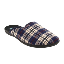 Pantofole uomo Adanex a scacchi pantofole marrone blu navy 1