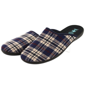 Pantofole uomo Adanex a scacchi pantofole marrone blu navy 3