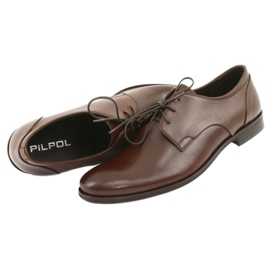 Scarpe formali in pelle maschile pilpol 1609 marrone 4