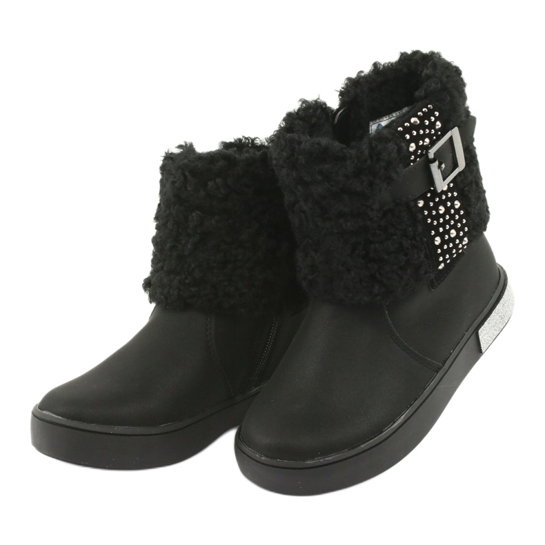 American Club Stivali per ragazze con pelliccia GC35 con paillettes nere nero 3