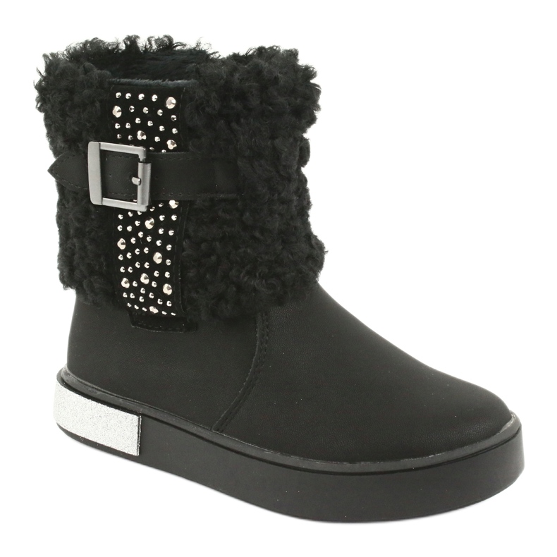 American Club Stivali per ragazze con pelliccia GC35 con paillettes nere nero 1