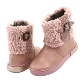 American Club Stivali con pelliccia con cerniera rosa 4