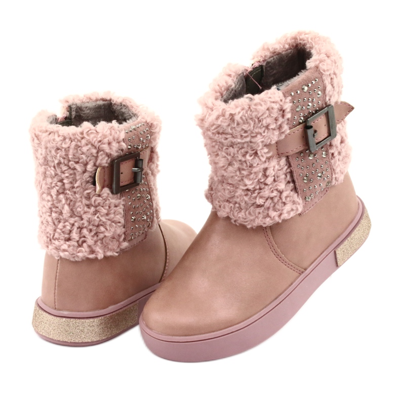 American Club Stivali con pelliccia con cerniera rosa 4