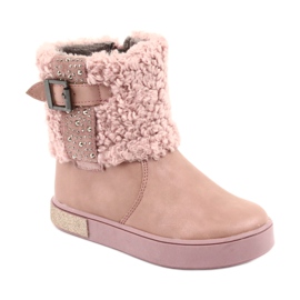 American Club Stivali con pelliccia con cerniera rosa 1