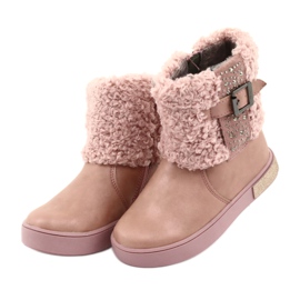 American Club Stivali con pelliccia con cerniera rosa 3