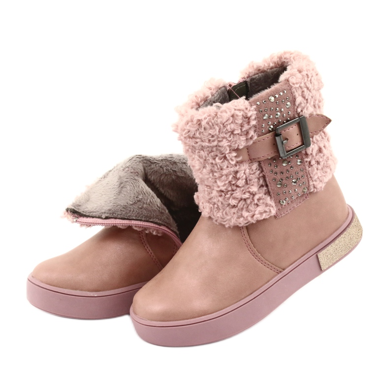 American Club Stivali con pelliccia con cerniera rosa 5