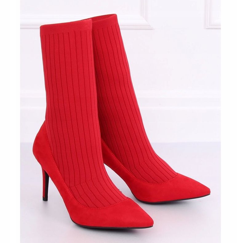 Stivali con tomaia a calzino rosso T5033 Rosso 1