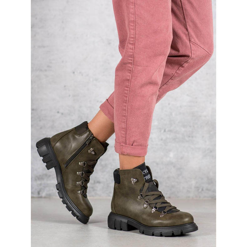 Kylie Stivali stringati verde 1