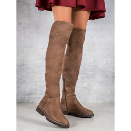Kylie Stivali con tacco piatto marrone 1