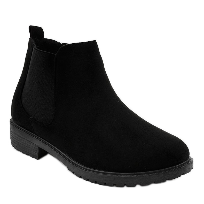 Stivali da donna piatti neri con elastico MZ-81 nero 1