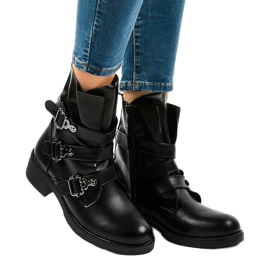 Stivali piatti neri da donna con fibbie HQ952 nero 1