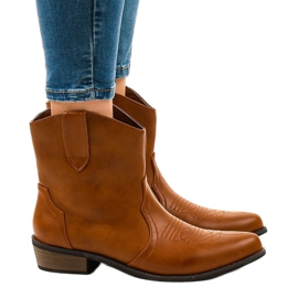 Stivaletti cammello da donna 928-1 stivali texani piatti marrone 1