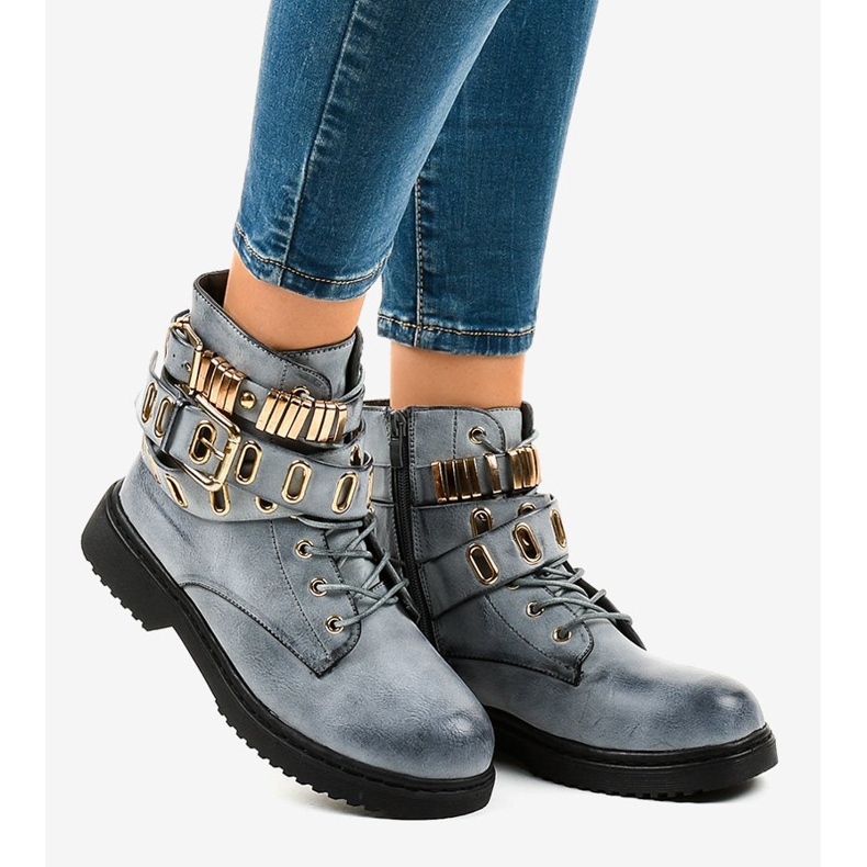 Stivali isolati piatti blu B2878-KB 2